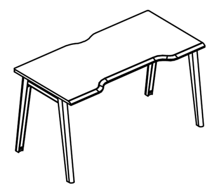 Стол Симметрия на каркасе МТ (1 скос) эргономичный  мокко премиум / белый, вставка мокко