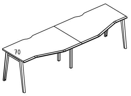 Рабочая станция Техно на опорах МТ 1 скос (2х160)  мокко премиум / белый, вставка мокко