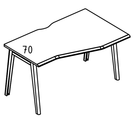 Стол Техно на каркасе МТ (1 скос) правый  мокко премиум / белый, вставка мокко