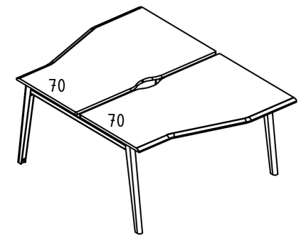 Рабочая станция "Техно" каркас МТ (1 скос) (2х160)  мокко премиум / белый, вставка мокко